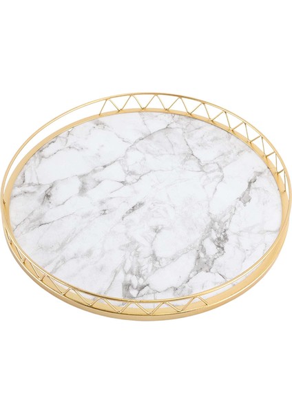 Vanity Desenli Mermer Servis Tepsisi Ev Dekoratif Tepsi Kozmetik Çözüm Tabağı Beyaz Büyük (Yurt Dışından)
