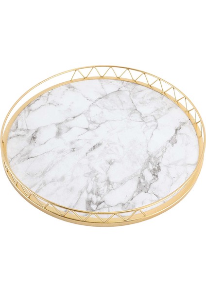 Vanity Desenli Mermer Servis Tepsisi Ev Dekoratif Tepsi Kozmetik Çözüm Tabağı Beyaz Büyük (Yurt Dışından) fırsatları