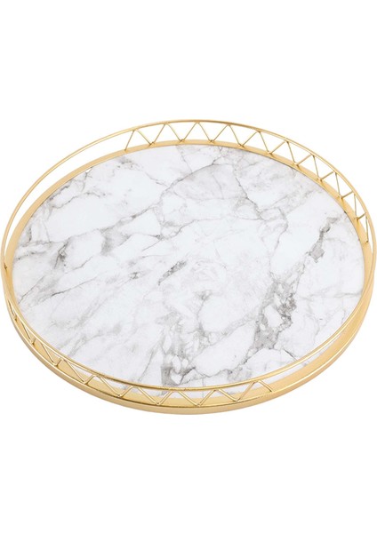 Vanity Desenli Mermer Servis Tepsisi Ev Dekoratif Tepsi Kozmetik Çözüm Tabağı Beyaz Büyük (Yurt Dışından) indirimleri