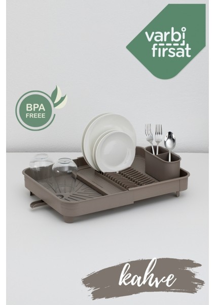 Açılır Kapanır Sürgülü Tabaklık Bulaşıklık Bulaşık Sepeti Kurutmalık / Kahve