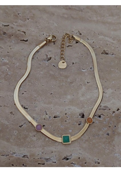 Çelik Renkli Doğal Taş Italyan Gold Halhal (21-26 Cm) fiyatları