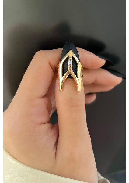 Altın Renk Ayarlanabilir Tırnak Yüzük