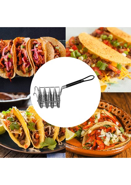 Paslanmaz Çelik Taco 4/6 I Kıış Tortilla Kızartma Sepeti Taco 4 V Şekli Orta (Yurt Dışından)
