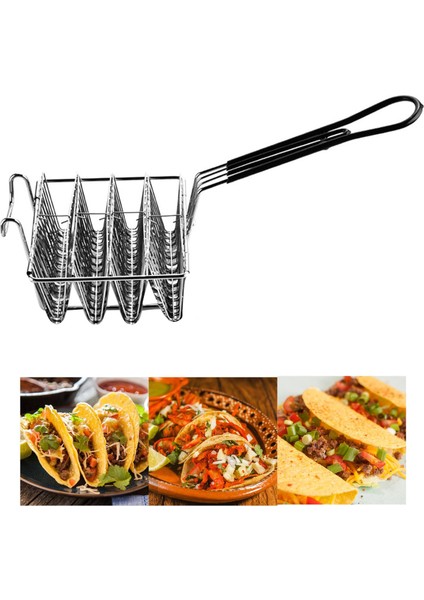 Paslanmaz Çelik Taco 4/6 I Kıış Tortilla Kızartma Sepeti Taco 4 V Şekli Orta (Yurt Dışından)
