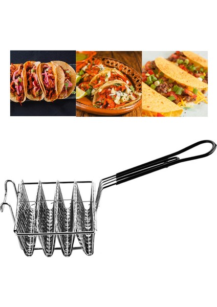 Paslanmaz Çelik Taco 4/6 I Kıış Tortilla Kızartma Sepeti Taco 4 V Şekli Orta (Yurt Dışından)