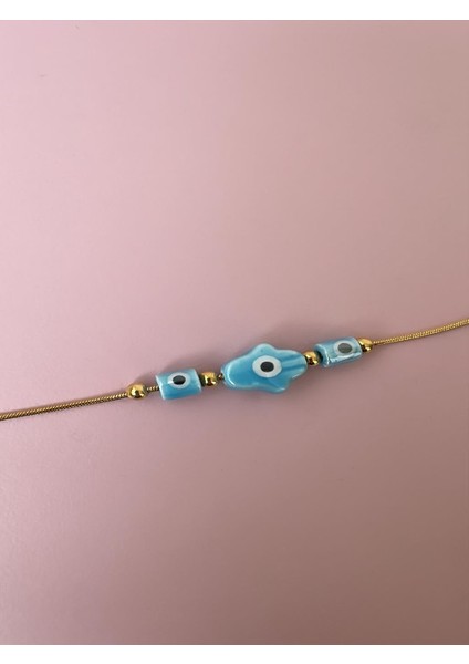 Çelik Nazar Boncuk Fatma Ana Eli Halhal (20-24 Cm)