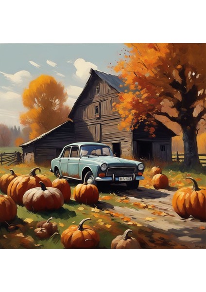 Renkli Baskılı Sayılarla Boyama Hobi Seti (Çerçeveli-Büyük Boy) 95X125 Cm: Sonbaharın Rengi 2