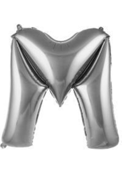 34 Inç 76 cm Gümüş Folyo Harf Balon M