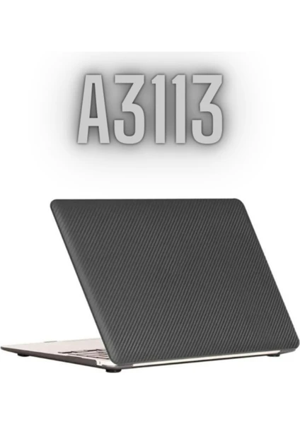 Macbook Air 2024 13.6 Inç M3 Çip A3113 Tam Uyumlu Carbon Design Full Protective Cover