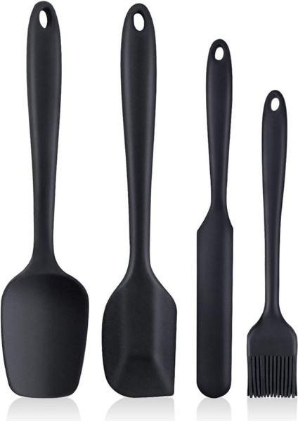 Mother Kitchen 4 Parça Büyük Boy Silikon Yumurta Fırçası Kaşık Bıçak Spatula Seti Isıya Dayanıklı