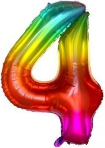 34 Inç 80 cm Gökkuşağı Folyo Rakam Balon 4