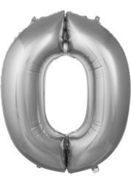 40 Inç 100 cm Gümüş Folyo Rakam Balon 0
