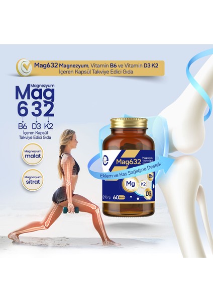 Magnezyum Mag632, Vitamin B6 Ve Vitamin D3k2 İçeren Kapsül Takviye Edici Gıda