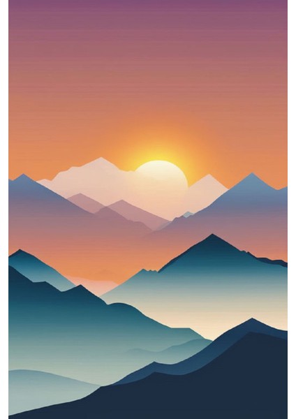 Renkli Baskılı Sayılarla Boyama Hobi Seti (Çerçeveli-Büyük Boy) 80X100 Cm: Gün Batımı 3