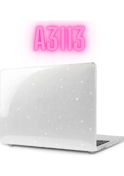 Macbook Air 2024 13.6 Inç M3 Çip A3113 Uyumlu Simli Parlak Crystal 360 Derece Korumalı Kapak