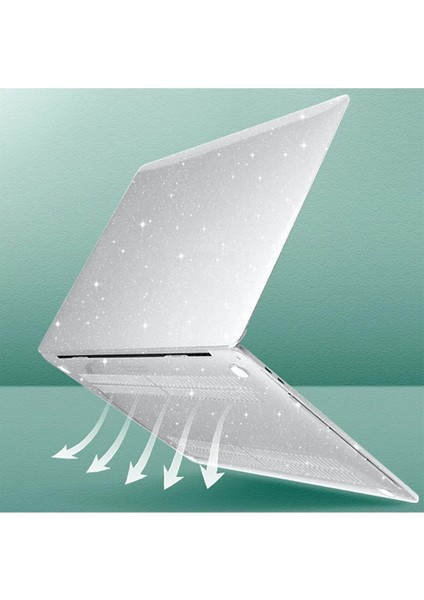 Macbook Air 2024 13.6 Inç M3 Çip A3113 Uyumlu Simli Parlak Crystal 360 Derece Korumalı Kapak