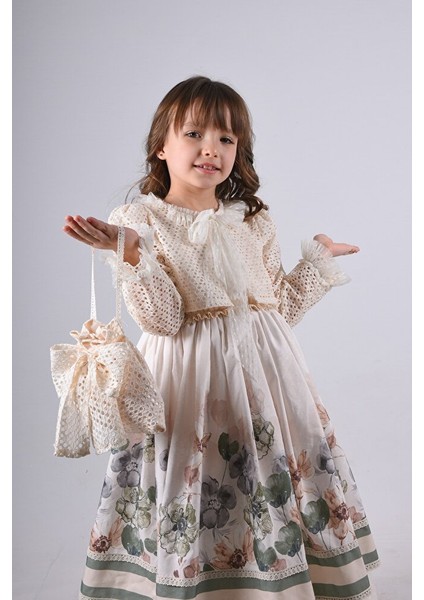 Özel Tasarım Kız Çocuk Elbise Çiçek Desenli Kız Çocuk Uzun Elbise fırsatları