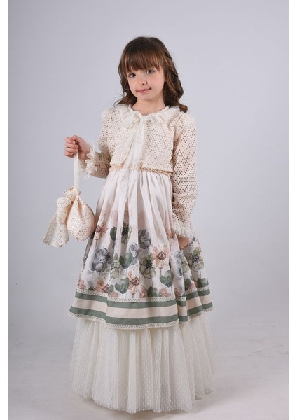Özel Tasarım Kız Çocuk Elbise Çiçek Desenli Kız Çocuk Uzun Elbise indirimleri