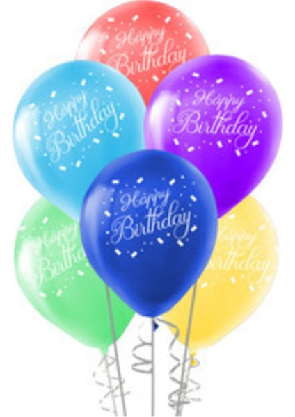 12 Inç Standart Boy Baskılı Balon 50 Adet Happy Birthday Baskılı
