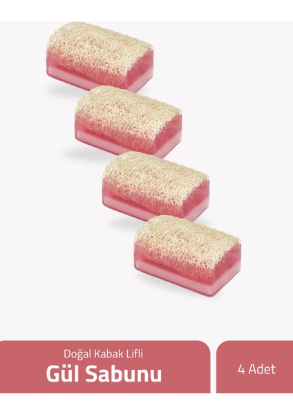 Doğal Kabak Lifli Gül Sabunu 100 Gr X 4 Adet