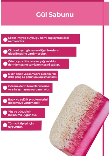 Doğal Kabak Lifli Gül Sabunu 100 Gr X 4 Adet