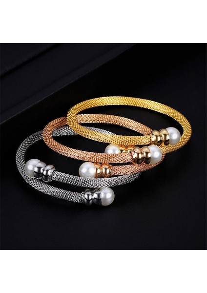 NO.83531 Boyutu Zorcvens Moda Simüle Inci Takı Kadın Kablo Bilezik Altın Coll Paslanmaz Çelik Bileklik Bilezik (Yurt Dışından) modelleri