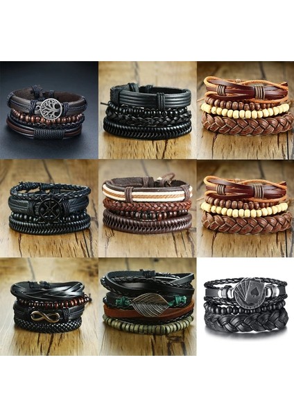 BL-551 Vnox Et Örgülü Wrap Deri Bilezik Erkekler Için Vintage Hayat Ağacı Dümen Charm Ahşap Boncuklar Etnik Tribal Bilekliği (Yurt Dışından) indirimleri