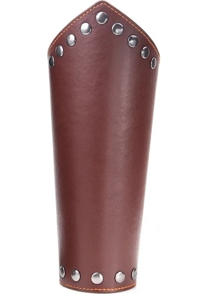 Kahverengi 1 Adet Cosplay Sahne Suni Deri Geniş Bracer Dantel Up Kol Zırh Manşet Dize Steampunk Vintage Ortaçağ Dayağı Bileklik Bilezik (Yurt Dışından)