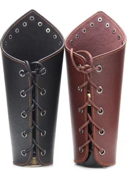 Kahverengi 1 Adet Cosplay Sahne Suni Deri Geniş Bracer Dantel Up Kol Zırh Manşet Dize Steampunk Vintage Ortaçağ Dayağı Bileklik Bilezik (Yurt Dışından) fiyatları