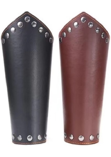 Kahverengi 1 Adet Cosplay Sahne Suni Deri Geniş Bracer Dantel Up Kol Zırh Manşet Dize Steampunk Vintage Ortaçağ Dayağı Bileklik Bilezik (Yurt Dışından) indirimleri