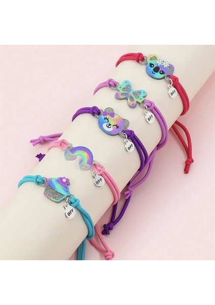 B53 5 Paket Sevimli Tek Boynuzlu At Çörek Gökkuşağı Ayı Kelebek Charm Elastik Halat Bilezik Kız Için Hairband Kullanımı Dostluk Bff Hediyeler (Yurt Dışından)