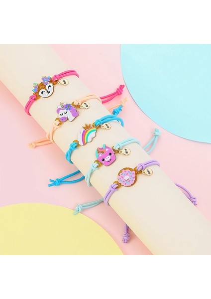 B53 5 Paket Sevimli Tek Boynuzlu At Çörek Gökkuşağı Ayı Kelebek Charm Elastik Halat Bilezik Kız Için Hairband Kullanımı Dostluk Bff Hediyeler (Yurt Dışından)
