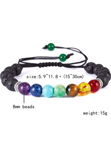 BR18Y0339-2 7 Çakra Reiki Şifa Taşı Bilezik Kadın Erkek Yoga Meditasyon Takı El Yapımı Dokuma Doğal Kristal Boncuklar Bilezik Bileklik (Yurt Dışından)