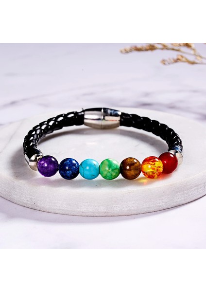 BR18Y0339-2 7 Çakra Reiki Şifa Taşı Bilezik Kadın Erkek Yoga Meditasyon Takı El Yapımı Dokuma Doğal Kristal Boncuklar Bilezik Bileklik (Yurt Dışından) fırsatları