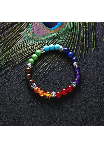 BR18Y0339-2 7 Çakra Reiki Şifa Taşı Bilezik Kadın Erkek Yoga Meditasyon Takı El Yapımı Dokuma Doğal Kristal Boncuklar Bilezik Bileklik (Yurt Dışından) indirimleri