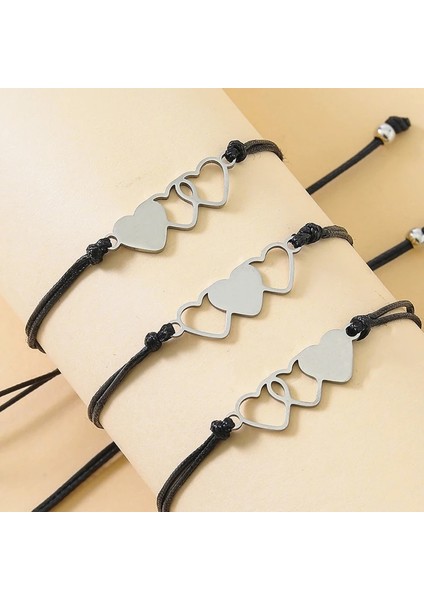 Beyaz Stil 3 Adet Adet En Iyi Arkadaşı Balmumu Bilezikler Friendter Hollow Eşleşen Mesafe Kalp Bilezik Kadınlar Kız Genç Çift Için (Yurt Dışından) fiyatları