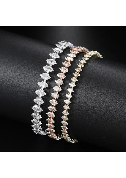 H208-3 Ayarlanabilir Buzlu Out Su Damlası Şekli Kristal Tenis Bilekliği Kadınlar Için Trend Altın Renk Zirkonya Stort Zinciri El Takı H208 (Yurt Dışından) fırsatları