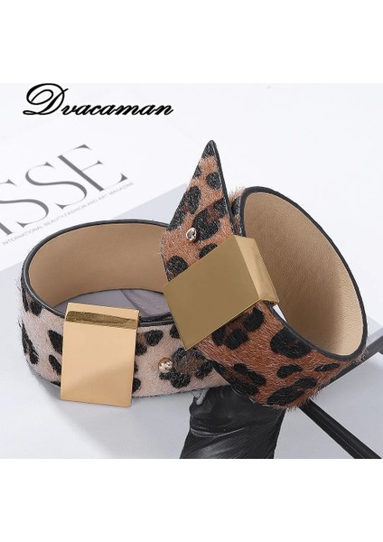 No.18 Boyutu Dvacaman Trendy Yeni Sıcak Yuvarlak Daire Moda Leopar Baskı Geniş Deri Bileklik Kadın Vintage Bilezik Kadın Düğün Takısı (Yurt Dışından)