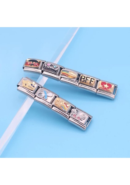 F Ha Orijinal Papatya Tekne Meme Unicorn Gökkuşağı Bff Kalp Horoz Charm Fit 9mm Bilezik Paslanmaz Çelik Bağlantılar Takı DJ194 (Yurt Dışından)