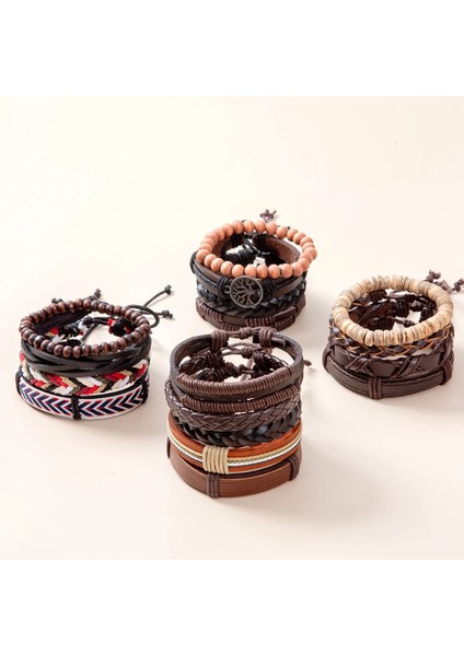 Ayarlanabilir Stil A34 Eif Dock Örgülü Wrap Siyah Gotik Kafatası Deri Bilezik Erkekler Için Vintage Korsan Yıldız Charm El Yapımı Etnik Tribal Bilekliği (Yurt Dışından) fırsatları