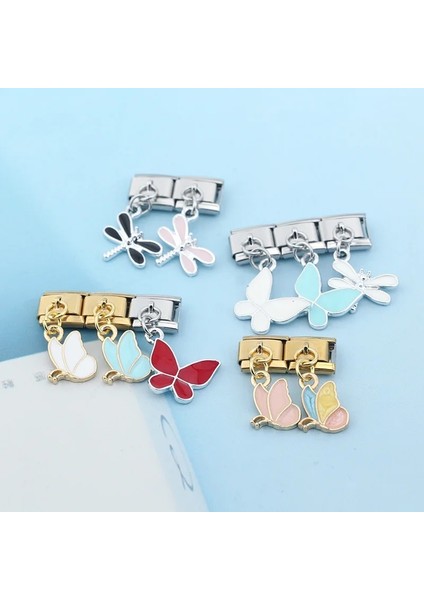 C Ha Moda Renk Sır Kelebek Yusufçuk Italyan Bağlantılar Charm Fit 9mm Bilezik Paslanmaz Çelik Takı Dıy Yapımı DJ430 (Yurt Dışından) modelleri