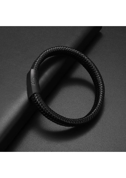 A6783-SIYAH-18.5CM Siyah Örgülü Deri Wrap Bilezik Erkekler Için Sonsuzluk Bilezik Metal Manyetik Kapat Manşet Bileklik Doğum Günü Hediyesi (Yurt Dışından) fiyatları