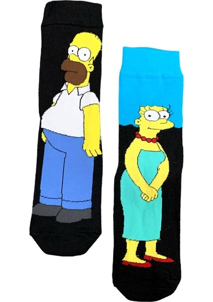 Al Bi 90Lık 2'li Set Homer Simpson ve Marge Simpson Pamuklu Çorap