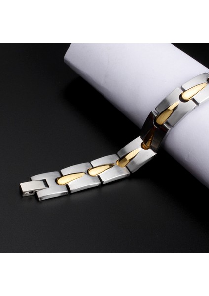 21,5 cm Tarzı Bağlantılar FINE4U B071 Erkek Sağlığı Bilezik ve Bilezikler Manyetik H Güç 316L Paslanmaz Çelik Charm Bilezik Takı Adam Için (Yurt Dışından)