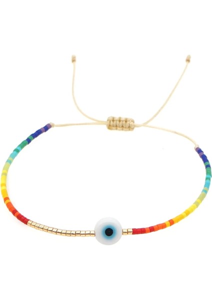 MIB200498M GO2BOHO Nazar Bilezik Kadınlar Için Gökkuşağı Miyuki Minik Tohum Boncuk Renkli Mücevher Dostluk Plaj Takı Bijoux Femme (Yurt Dışından) fırsatları