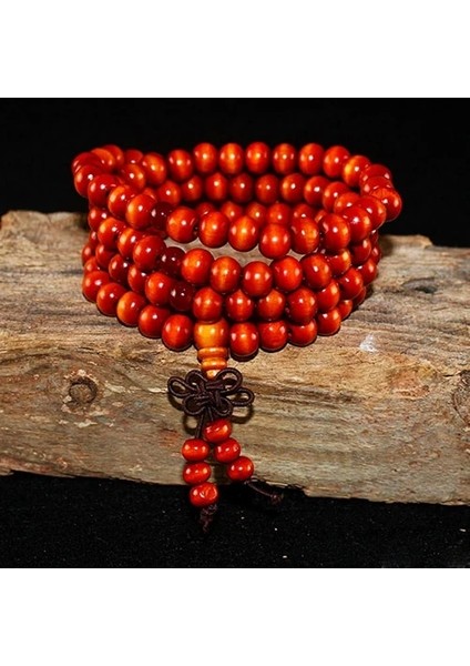 Sarı 108 Boncuk 8mm Doğal Sandal Ağacı Budist Buda Meditasyon Boncuk Bilezik Kadın Erkek Namaz Boncuk Tespih Asılı Dekorasyon (Yurt Dışından)