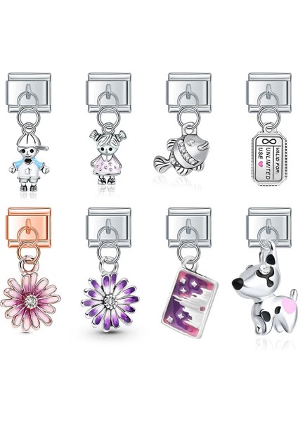 D Ha Moda Tatlı Çiçek Balık Gökkuşağı Köpek Erkek Kız Charm Bağlantılar Fit 9mm Paslanmaz Çelik Bilezik Yapımı Dıy Takı DJ429 (Yurt Dışından) fiyatları