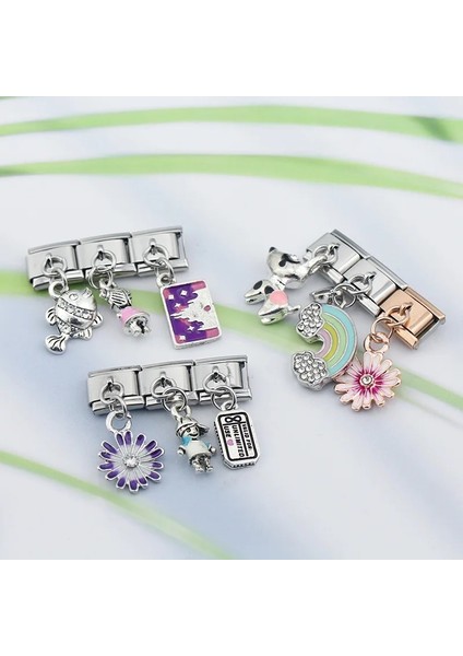D Ha Moda Tatlı Çiçek Balık Gökkuşağı Köpek Erkek Kız Charm Bağlantılar Fit 9mm Paslanmaz Çelik Bilezik Yapımı Dıy Takı DJ429 (Yurt Dışından) modelleri