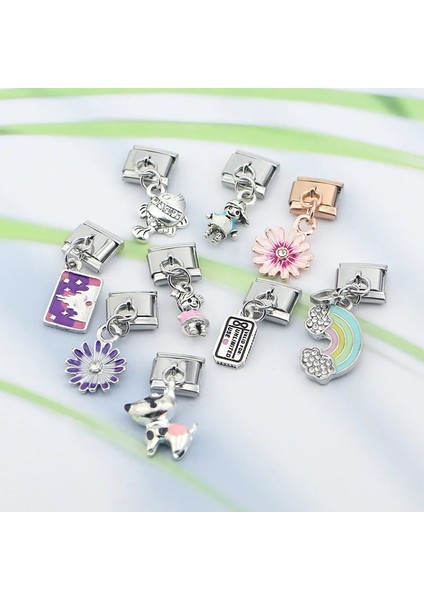 D Ha Moda Tatlı Çiçek Balık Gökkuşağı Köpek Erkek Kız Charm Bağlantılar Fit 9mm Paslanmaz Çelik Bilezik Yapımı Dıy Takı DJ429 (Yurt Dışından) fırsatları