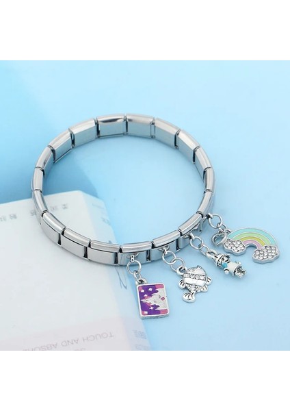 D Ha Moda Tatlı Çiçek Balık Gökkuşağı Köpek Erkek Kız Charm Bağlantılar Fit 9mm Paslanmaz Çelik Bilezik Yapımı Dıy Takı DJ429 (Yurt Dışından) indirimleri